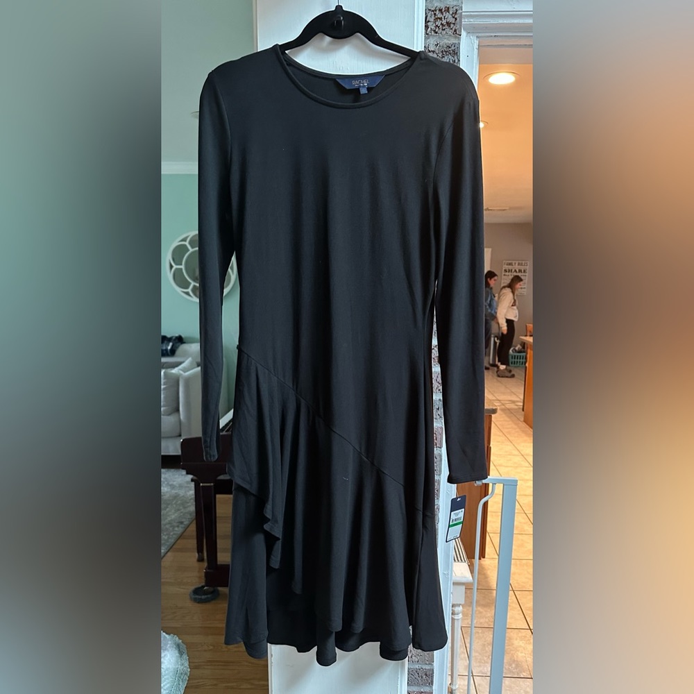 Rachel Roy black dress with tiered layer hem line  size Large